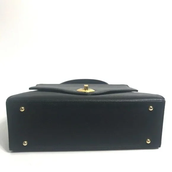AUTHENTIC GIVENCHY Shoulder Bag vintage Hand Bag Leather Black/GoldHardware